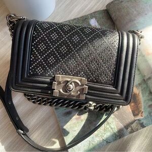Chanel Diamond Studded Boy Bag Small 20 Chain